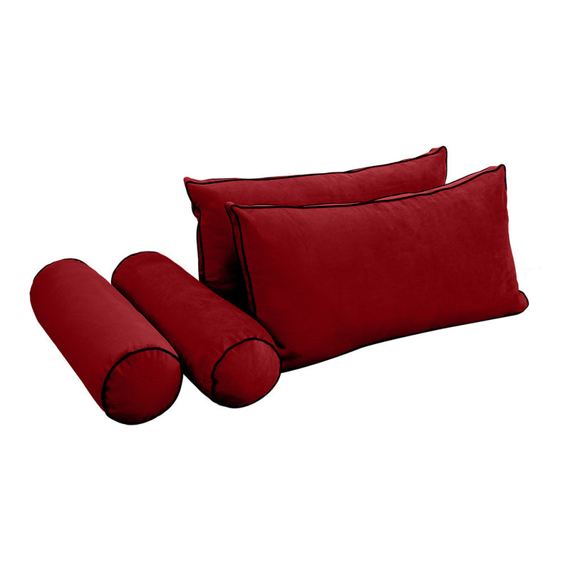 COVER ONLY Model V2 Twin Velvet Contrast Indoor Daybed Cushion Bolster - AD369