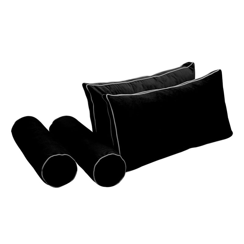 COVER ONLY Model V2 Twin Velvet Contrast Indoor Daybed Cushion Bolster - AD374