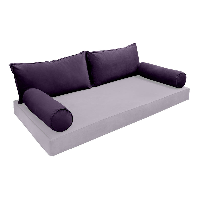 COVER ONLY Model V2 Twin Velvet Same Pipe Indoor Daybed Cushion Bolster - AD339