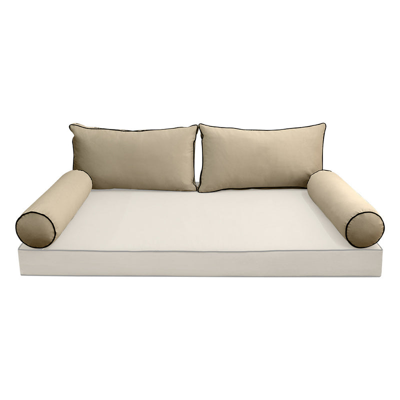COVER ONLY Model V2 Full Velvet Contrast Indoor Daybed Cushion Bolster - AD304