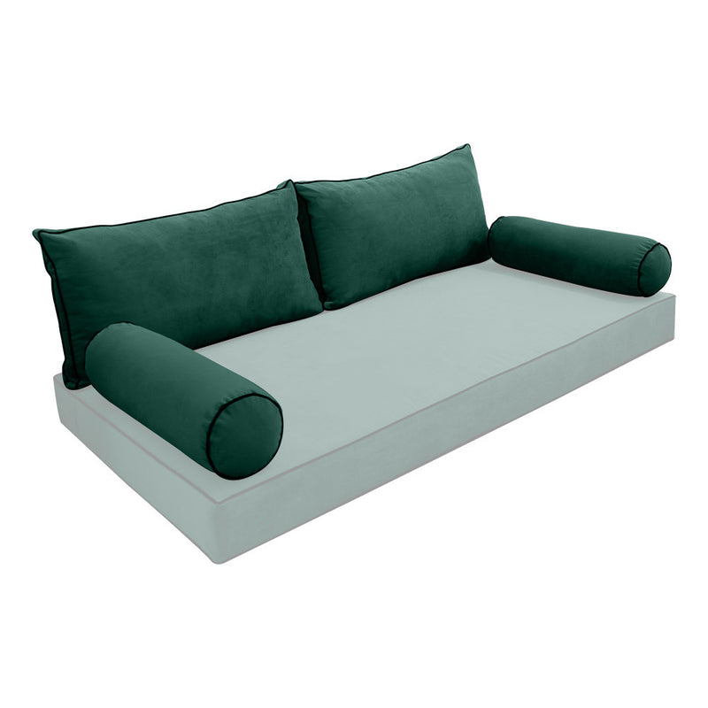 COVER ONLY Model V2 Full Velvet Contrast Indoor Daybed Cushion Bolster - AD317