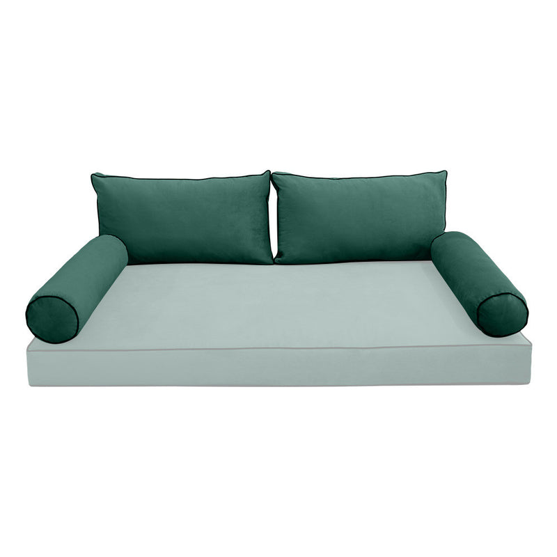 COVER ONLY Model V2 Full Velvet Contrast Indoor Daybed Cushion Bolster - AD317