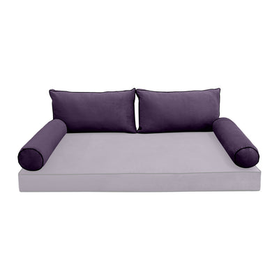 COVER ONLY Model V2 Full Velvet Contrast Indoor Daybed Cushion Bolster - AD339