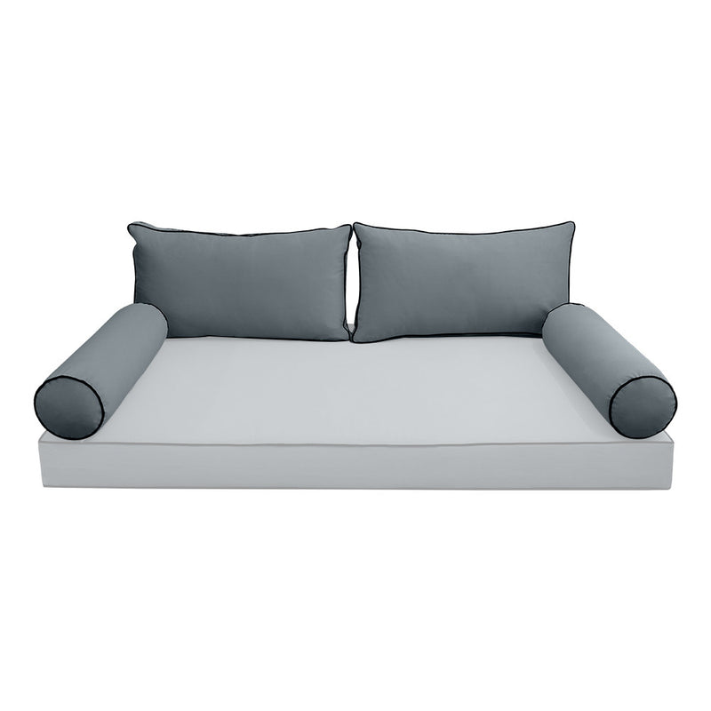 COVER ONLY Model V2 Full Velvet Contrast Indoor Daybed Cushion Bolster - AD347