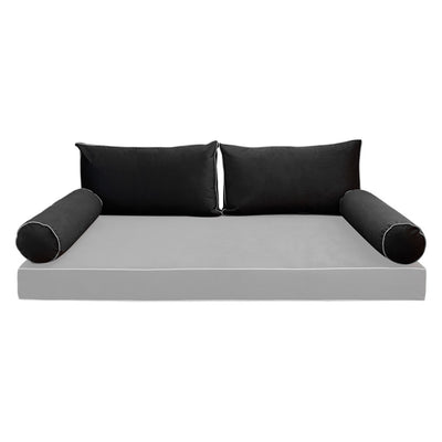 COVER ONLY Model V2 Full Velvet Contrast Indoor Daybed Cushion Bolster - AD350