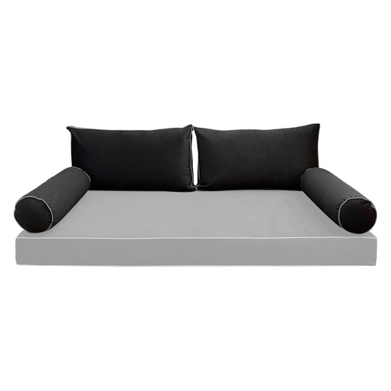 COVER ONLY Model V2 Full Velvet Contrast Indoor Daybed Cushion Bolster - AD350