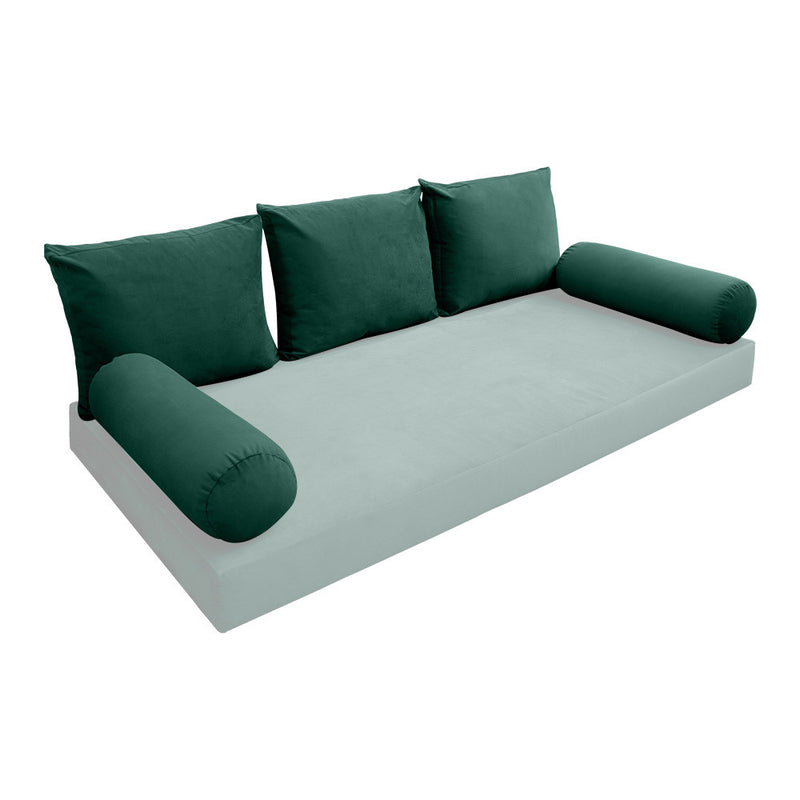 COVER ONLY Model V3 Twin Velvet Knife Edge Indoor Daybed Cushion Bolster - AD317
