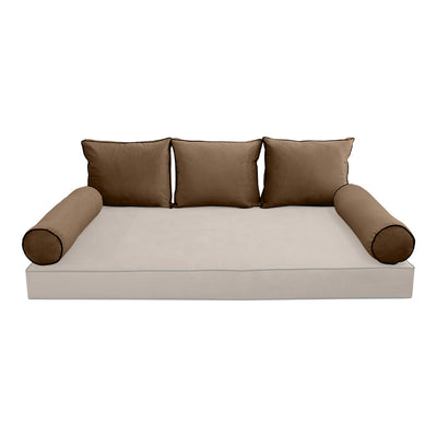 COVER ONLY Model V3 Twin Velvet Contrast Indoor Daybed Cushion Bolster - AD308