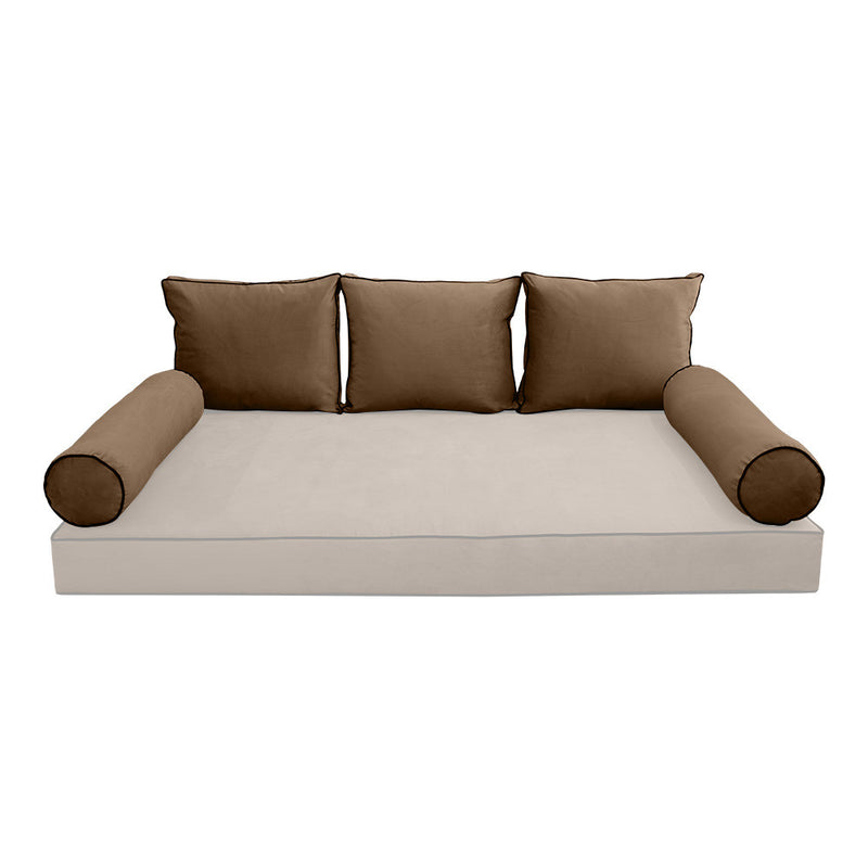 COVER ONLY Model V3 Twin Velvet Contrast Indoor Daybed Cushion Bolster - AD308