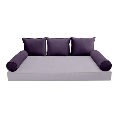 COVER ONLY Model V3 Twin Velvet Contrast Indoor Daybed Cushion Bolster - AD339