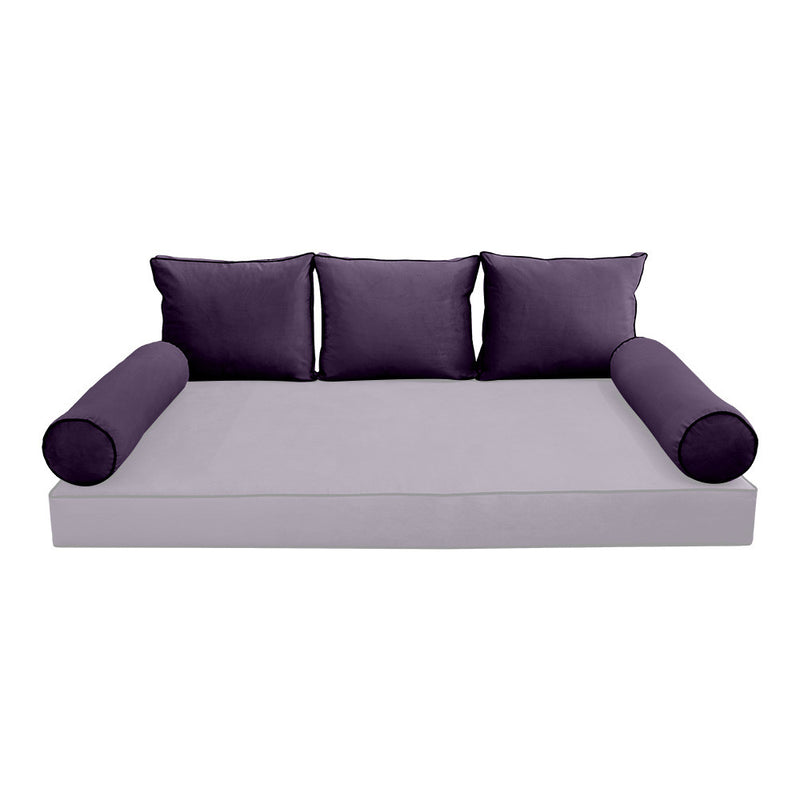 COVER ONLY Model V3 Twin Velvet Contrast Indoor Daybed Cushion Bolster - AD339