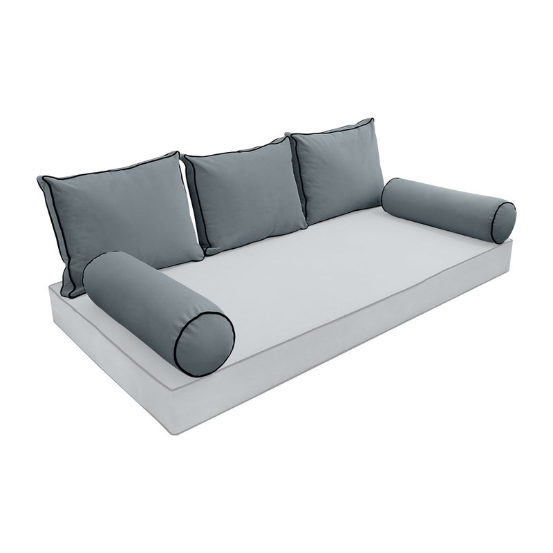 COVER ONLY Model V3 Twin Velvet Contrast Indoor Daybed Cushion Bolster - AD347