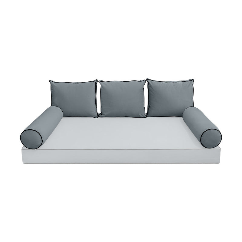 COVER ONLY Model V3 Twin Velvet Contrast Indoor Daybed Cushion Bolster - AD347