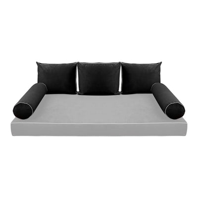 COVER ONLY Model V3 Twin Velvet Contrast Indoor Daybed Cushion Bolster - AD350