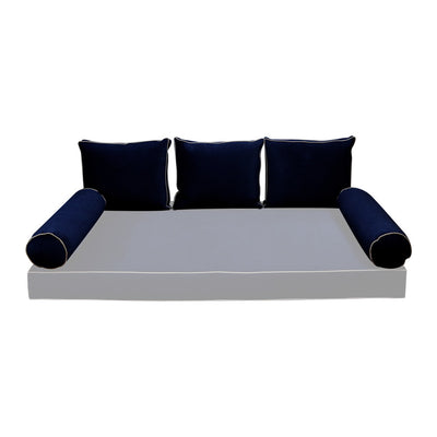 COVER ONLY Model V3 Twin Velvet Contrast Indoor Daybed Cushion Bolster - AD373