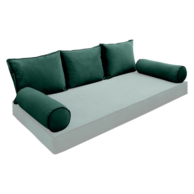 COVER ONLY Model V3 Full Velvet Contrast Indoor Daybed Cushion Bolster - AD317