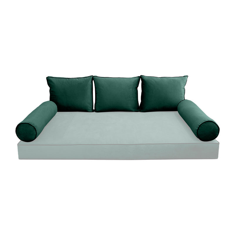 COVER ONLY Model V3 Full Velvet Contrast Indoor Daybed Cushion Bolster - AD317