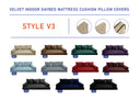 Model V3 - Velvet Indoor Daybed Mattress Bolster Pillow Backrest Cushion |COVERS ONLY|