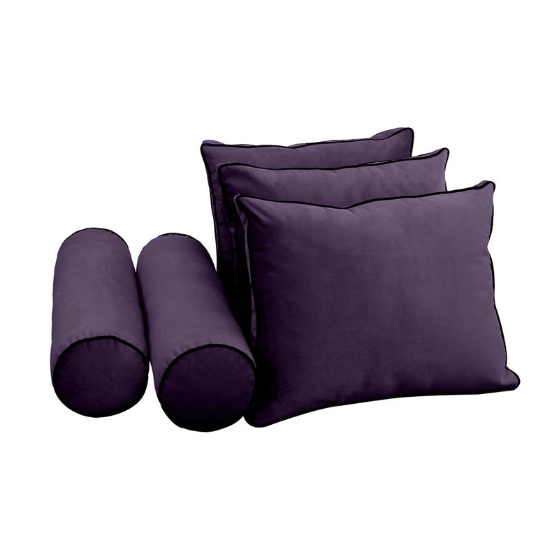 COVER ONLY Model V3 Full Velvet Contrast Indoor Daybed Cushion Bolster - AD339