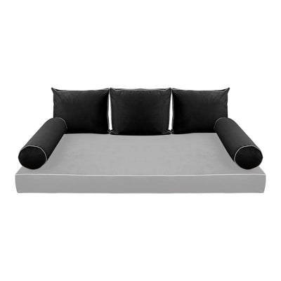 COVER ONLY Model V3 Full Velvet Contrast Indoor Daybed Cushion Bolster - AD350