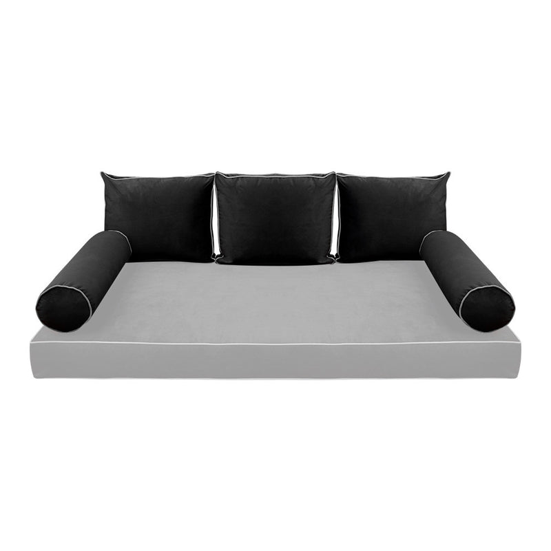 COVER ONLY Model V3 Full Velvet Contrast Indoor Daybed Cushion Bolster - AD350