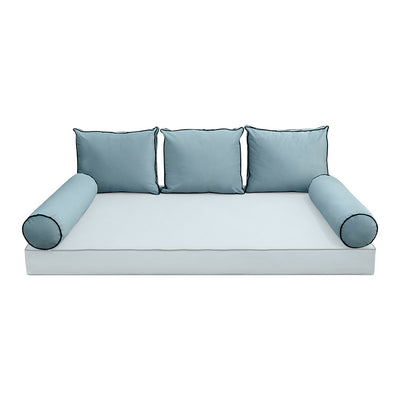 COVER ONLY Model V3 Full Velvet Contrast Indoor Daybed Cushion Bolster - AD355