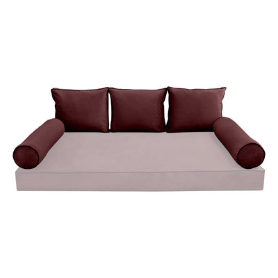 COVER ONLY Model V3 Full Velvet Contrast Indoor Daybed Cushion Bolster - AD368