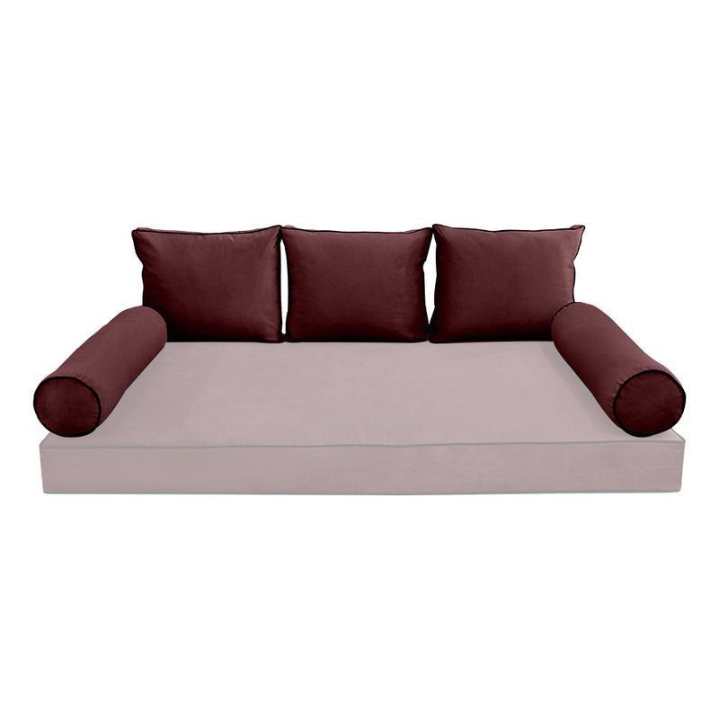 COVER ONLY Model V3 Full Velvet Contrast Indoor Daybed Cushion Bolster - AD368