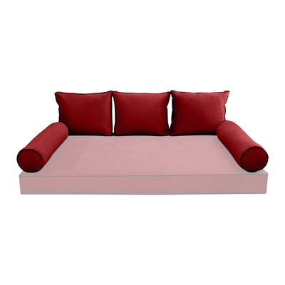 COVER ONLY Model V3 Full Velvet Contrast Indoor Daybed Cushion Bolster - AD369