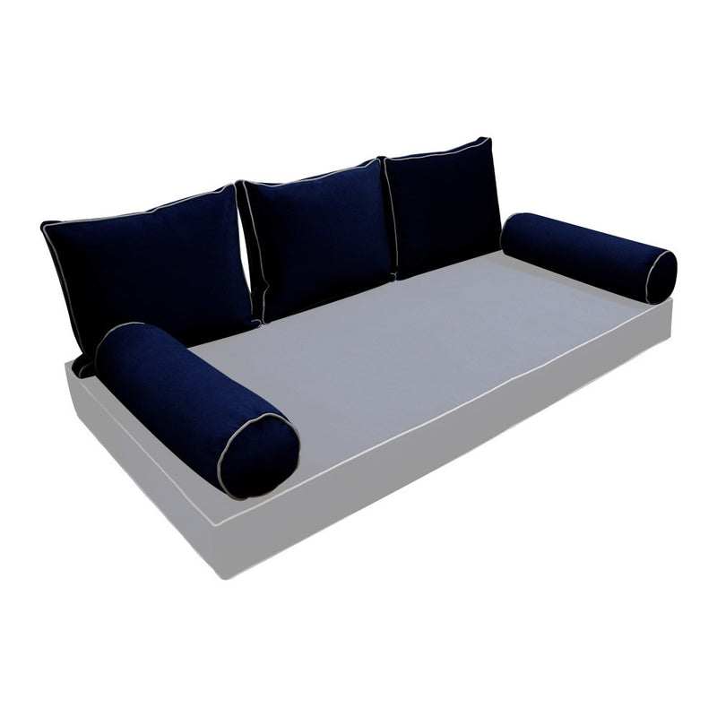 COVER ONLY Model V3 Full Velvet Contrast Indoor Daybed Cushion Bolster - AD373