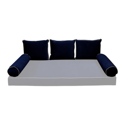 COVER ONLY Model V3 Full Velvet Contrast Indoor Daybed Cushion Bolster - AD373