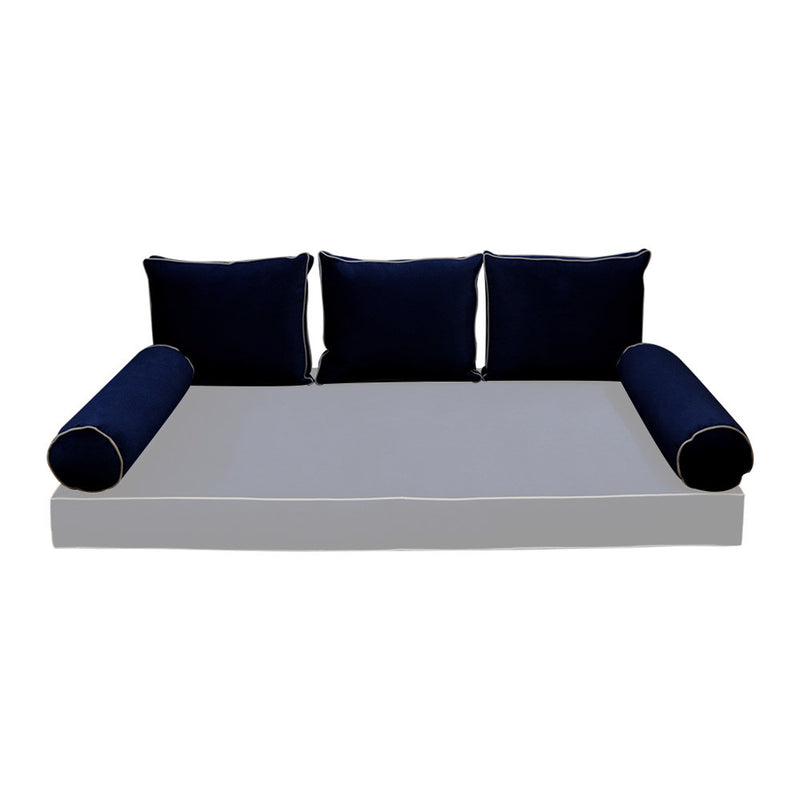COVER ONLY Model V3 Full Velvet Contrast Indoor Daybed Cushion Bolster - AD373
