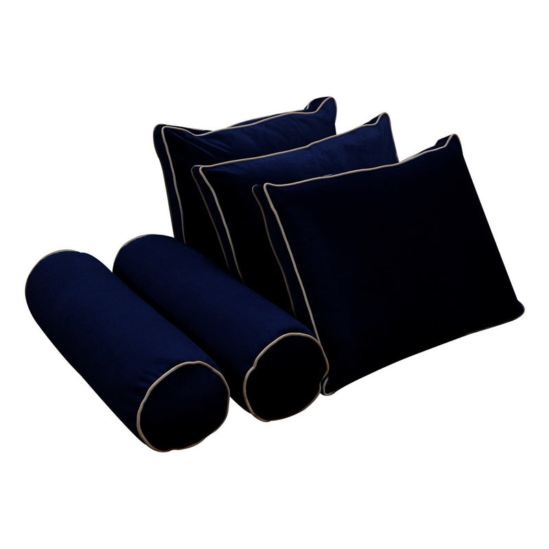 COVER ONLY Model V3 Full Velvet Contrast Indoor Daybed Cushion Bolster - AD373