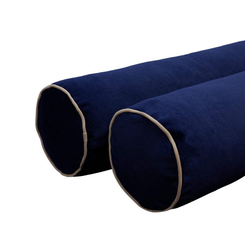COVER ONLY Model V3 Full Velvet Contrast Indoor Daybed Cushion Bolster - AD373