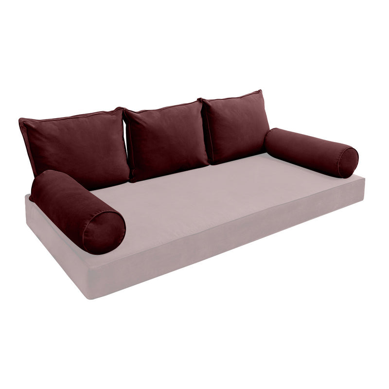 COVER ONLY Model V3 Full Velvet Same Pipe Indoor Daybed Cushion Bolster - AD368
