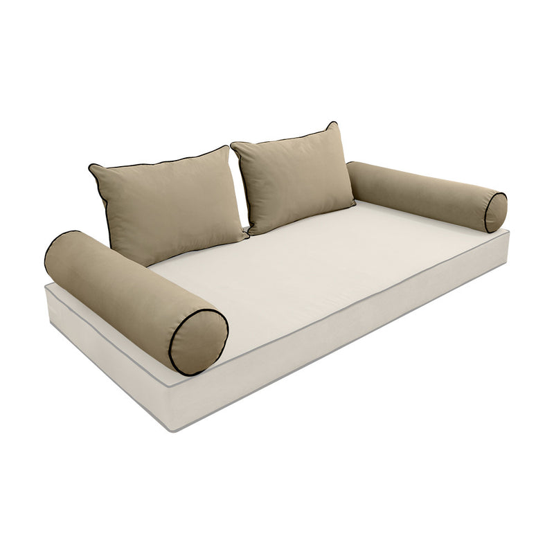 COVER ONLY Model V4 Twin Velvet Contrast Indoor Daybed Cushion Bolster - AD304