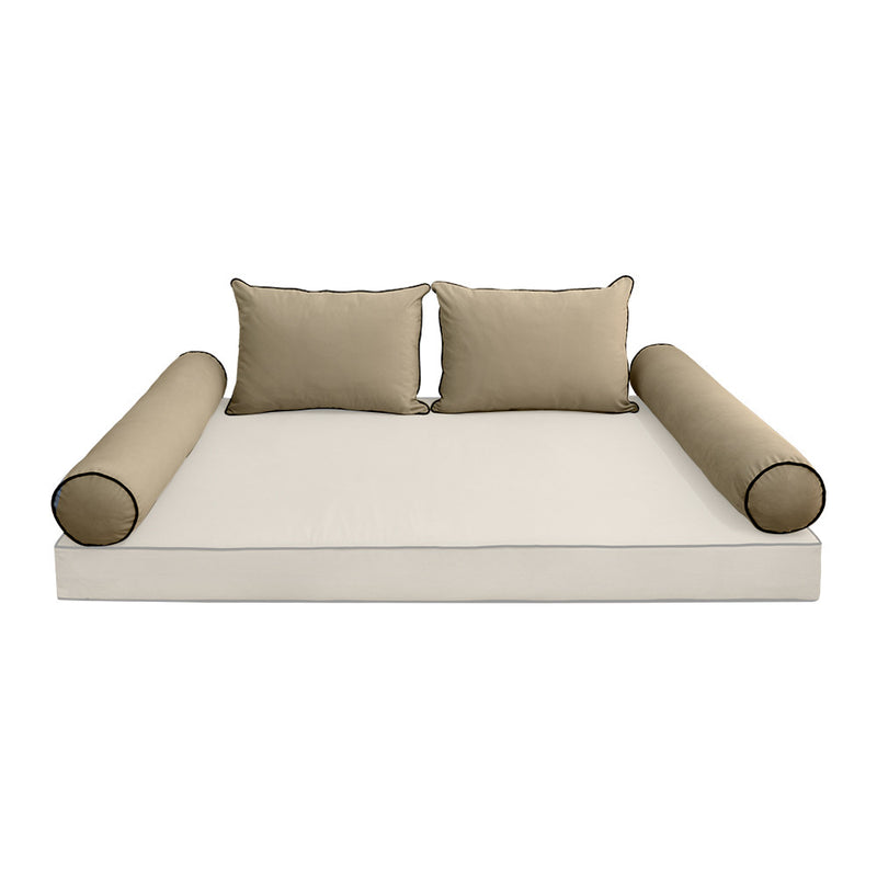 COVER ONLY Model V4 Twin Velvet Contrast Indoor Daybed Cushion Bolster - AD304