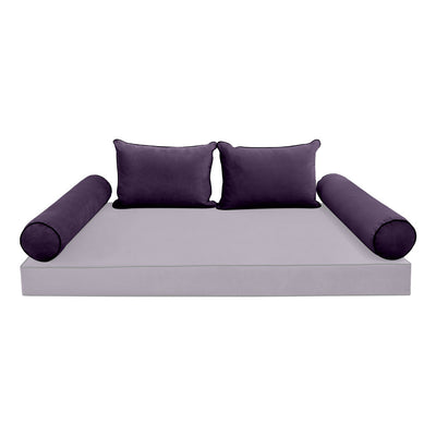 COVER ONLY Model V4 Twin Velvet Contrast Indoor Daybed Cushion Bolster - AD339