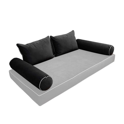 COVER ONLY Model V4 Twin Velvet Contrast Indoor Daybed Cushion Bolster - AD350