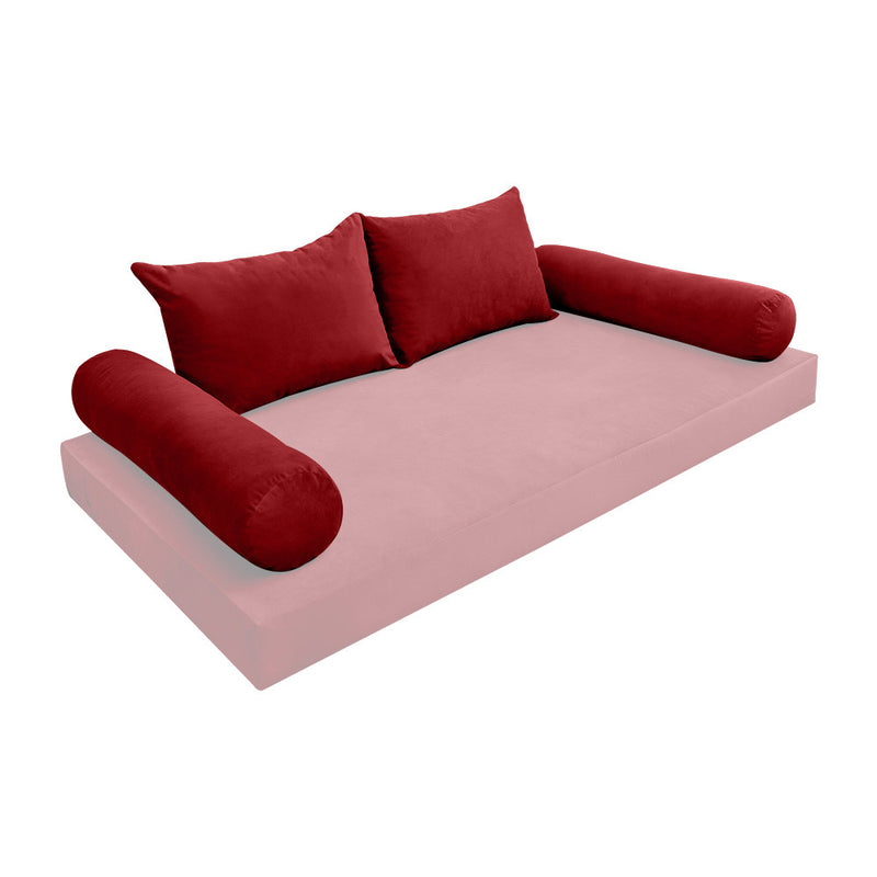 COVER ONLY Model V4 Full Velvet Knife Edge Indoor Daybed Cushion Bolster - AD369