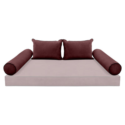 COVER ONLY Model V4 Full Velvet Contrast Indoor Daybed Cushion Bolster - AD368