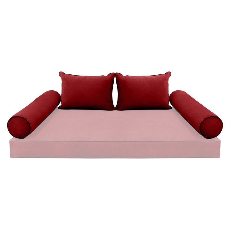 COVER ONLY Model V4 Full Velvet Contrast Indoor Daybed Cushion Bolster - AD369