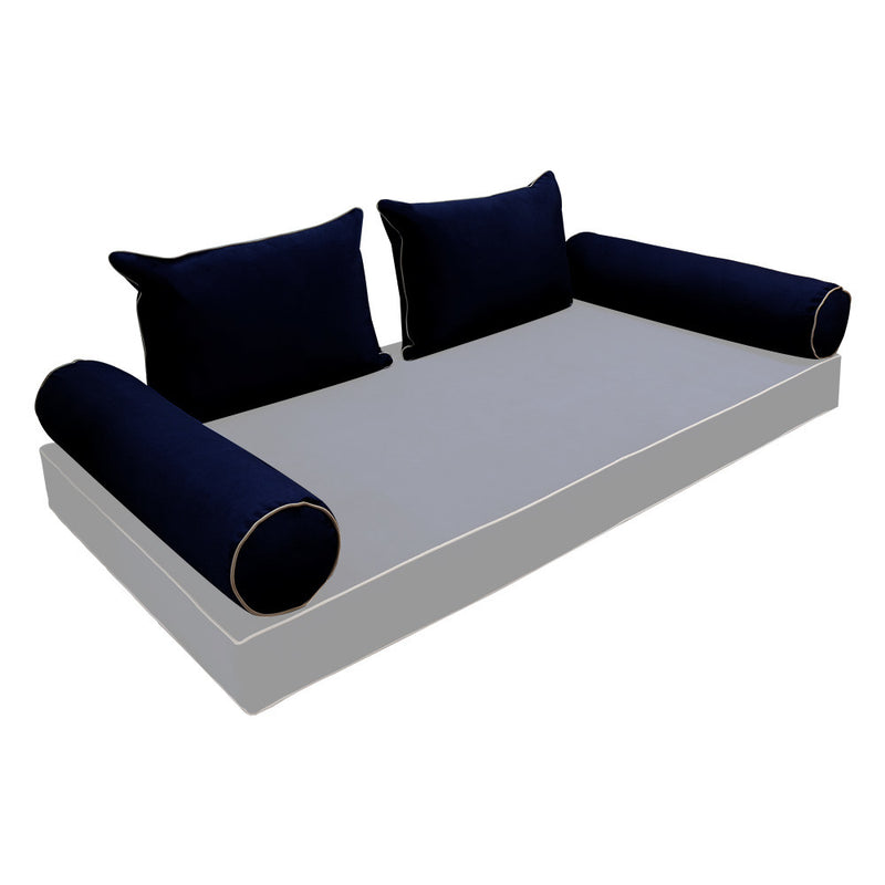 COVER ONLY Model V4 Full Velvet Contrast Indoor Daybed Cushion Bolster - AD373