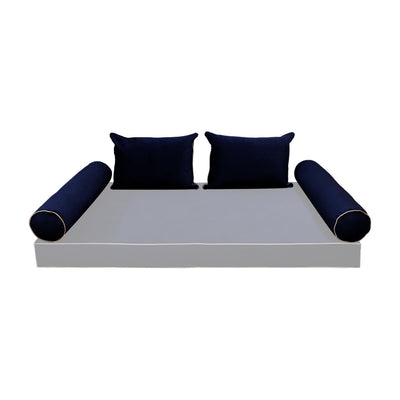 COVER ONLY Model V4 Full Velvet Contrast Indoor Daybed Cushion Bolster - AD373