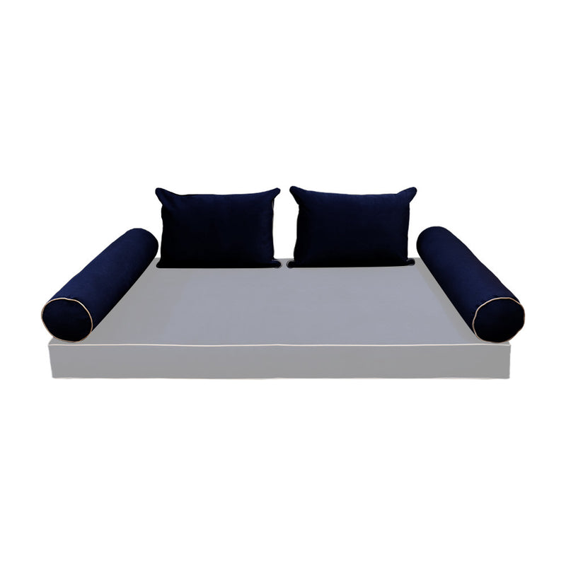 COVER ONLY Model V4 Full Velvet Contrast Indoor Daybed Cushion Bolster - AD373