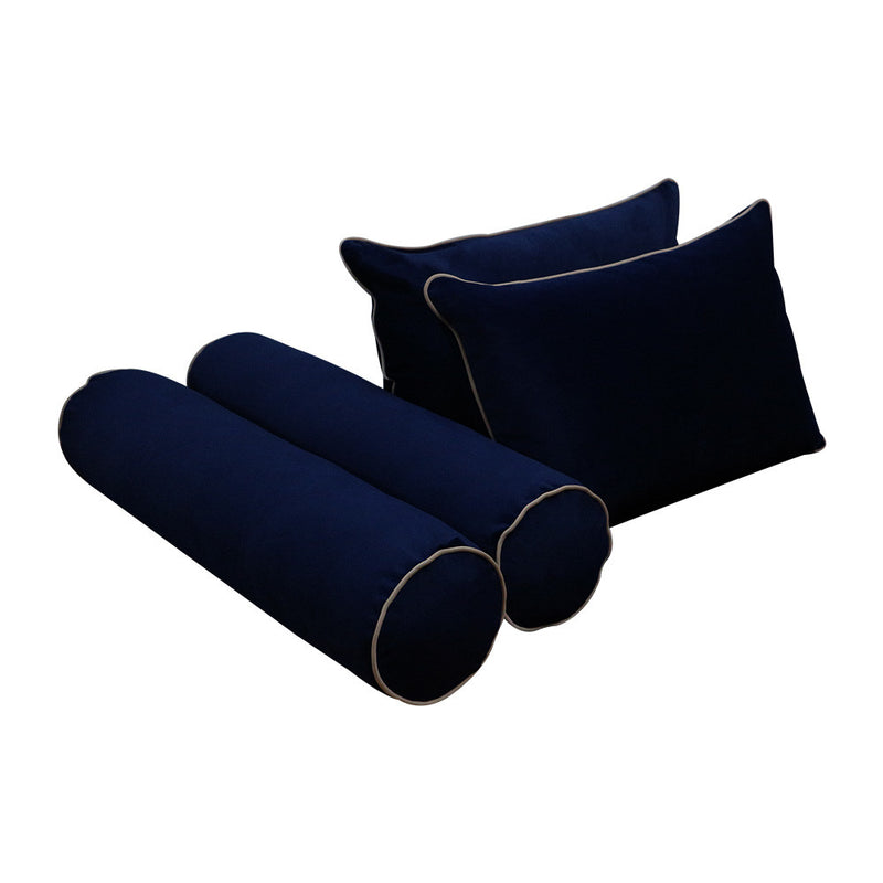 COVER ONLY Model V4 Full Velvet Contrast Indoor Daybed Cushion Bolster - AD373
