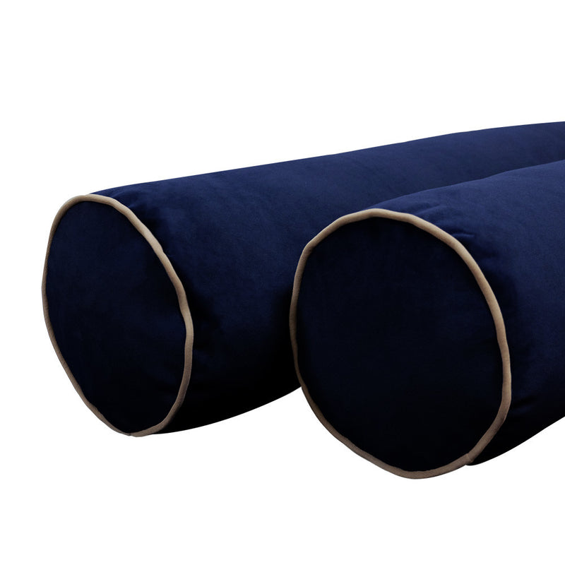 COVER ONLY Model V4 Full Velvet Contrast Indoor Daybed Cushion Bolster - AD373