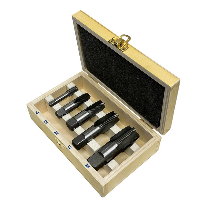 5-Piece NPT Pipe Tap Set, Sizes Includes 1/8", 1/4", 3/8", 1/2" and 3/4" Pipe Threader