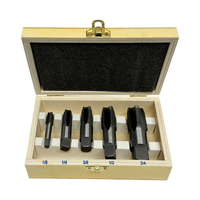 5-Piece NPT Pipe Tap Set, Sizes Includes 1/8", 1/4", 3/8", 1/2" and 3/4" Pipe Threader