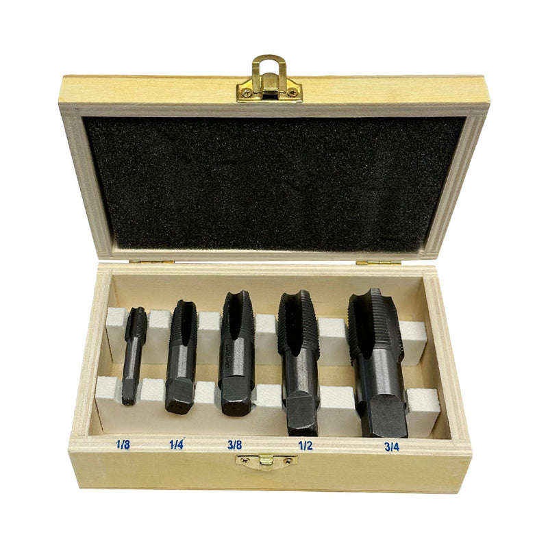 5-Piece NPT Pipe Tap Set, Sizes Includes 1/8", 1/4", 3/8", 1/2" and 3/4" Pipe Threader